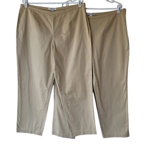 Two Pairs Of Pendelton Size 16 Tan Side Zip Ankle Pants 26.5in Inseam
